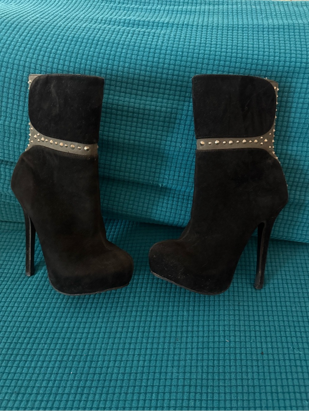 Y2K Black Studded Platform Stiletto Ankle Boots